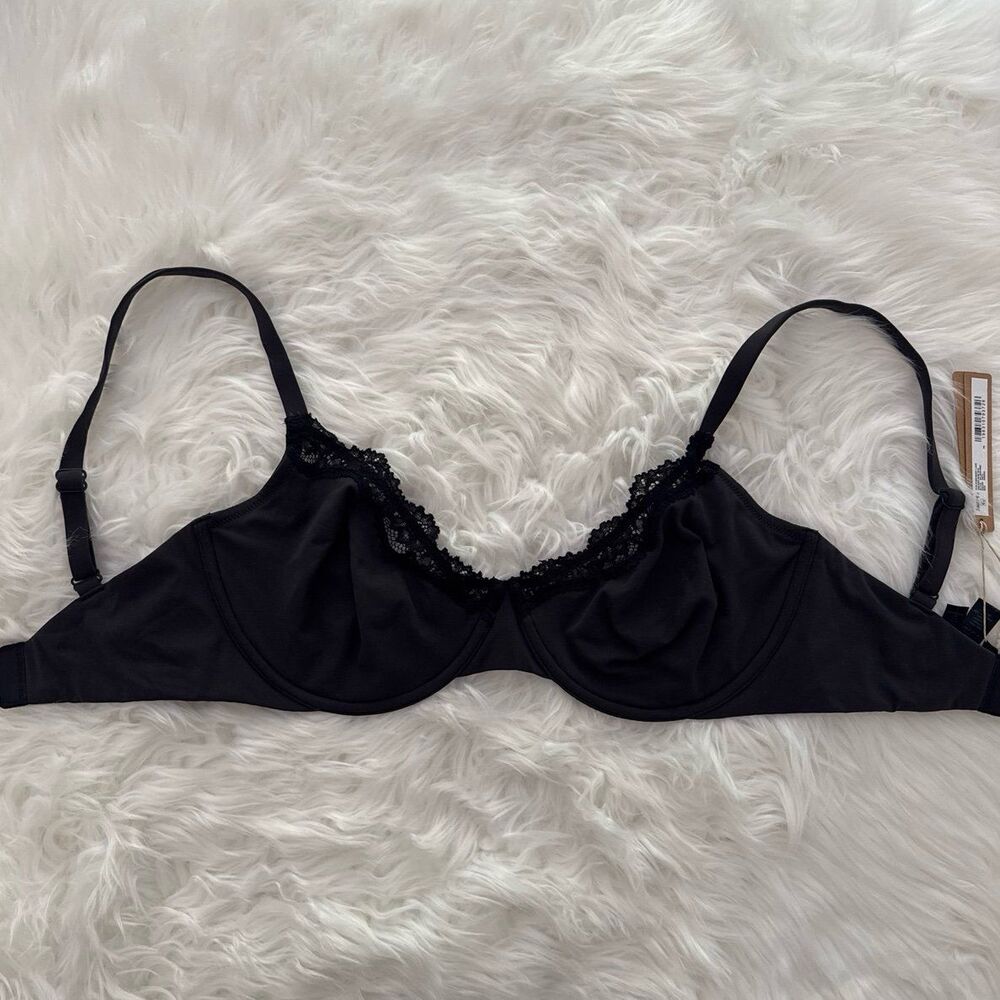 Skims Fits Everybody Lace Demi Underwire Bra Onyx Size 32DDDD